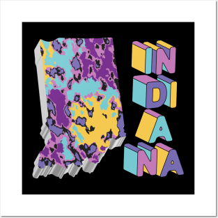 Indiana State Map Abstract Art Posters and Art